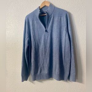 Vineyard Vines Men's light blue/gray 100% Merino Wool Quarter Zip sweater L